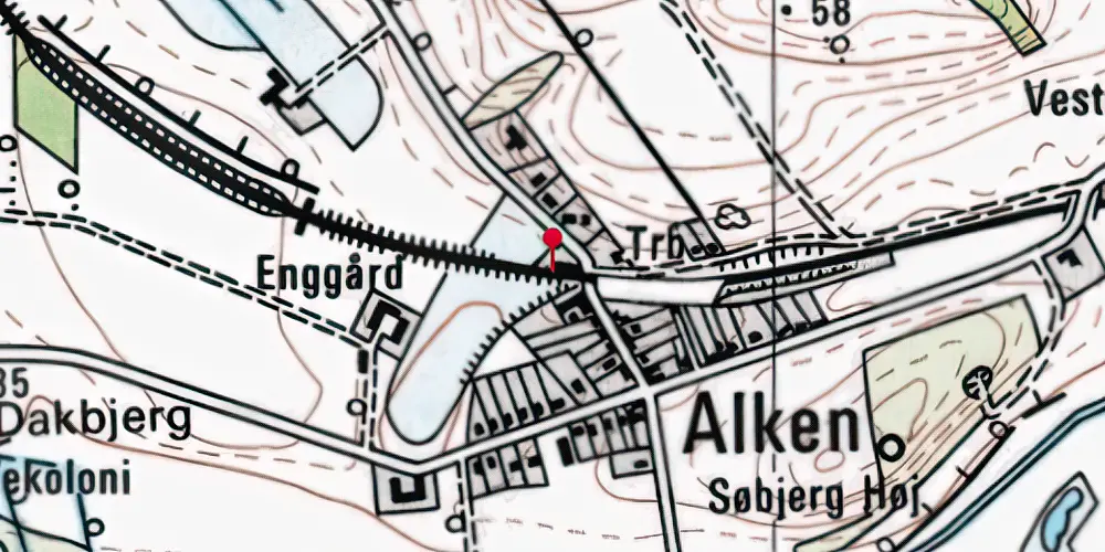 Historisk kort over Alken Holdeplads [1903-1961]