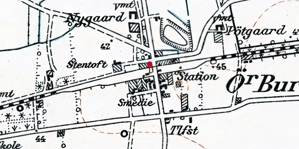 Historisk kort over Bur Station [1909-1970]