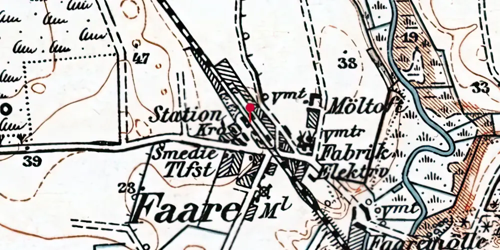 Historisk kort over Fåre Station [1879-1917]