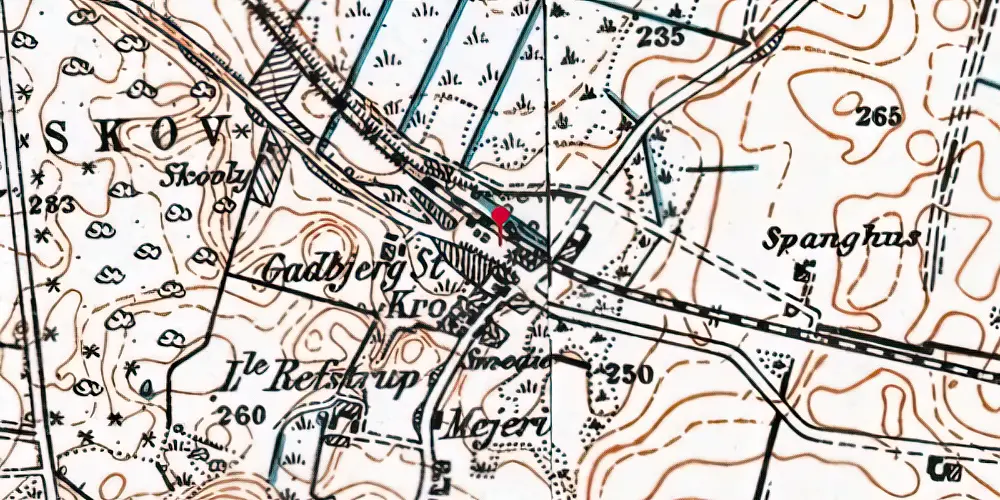 Historisk kort over Gadbjerg Station [1894-1969]