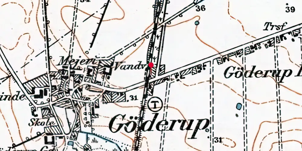 Historisk kort over Gøderup Billetsalgssted [1947-1959]