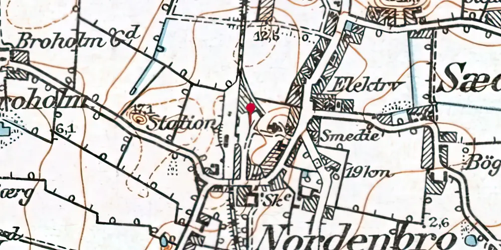 Historisk kort over Nordenbro Station Historisk kort over Nordenbro Station