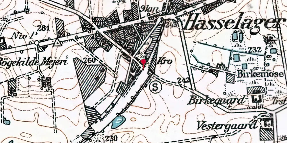 Historisk kort over Hasselager Station [1945-1976]