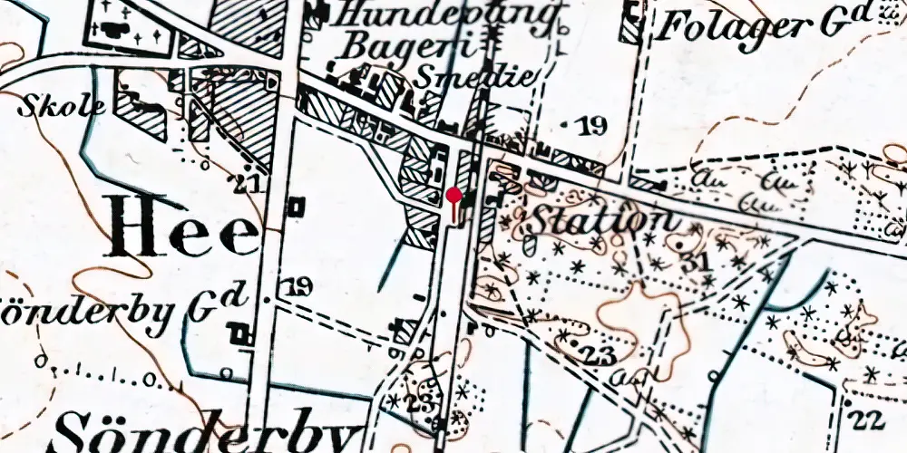 Historisk kort over Hee Billetsalgssted [1875-1902]