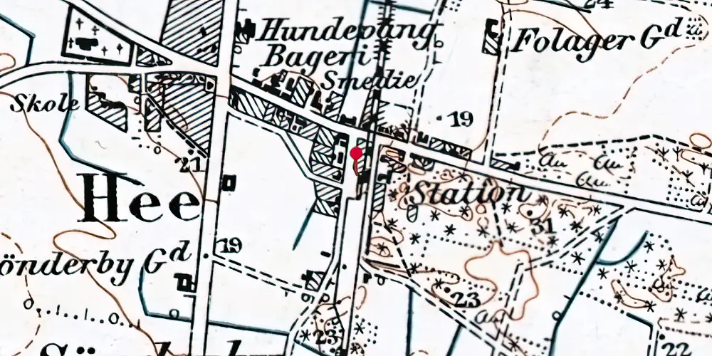 Historisk kort over Hee Station [1902-1966]