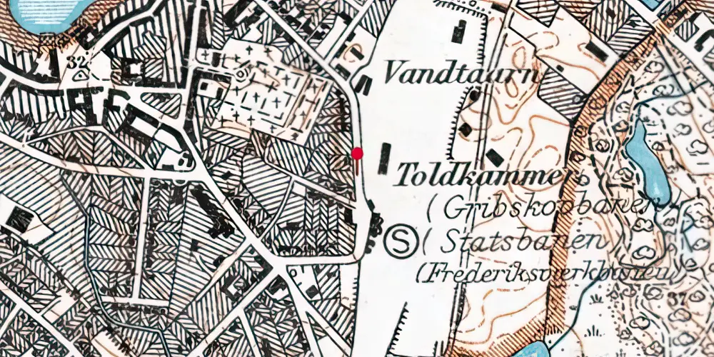 Historisk kort over Hillerød Privatbanestation [1906-1930]