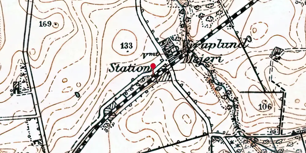 Historisk kort over Hjortshøj Station [1877-1968]