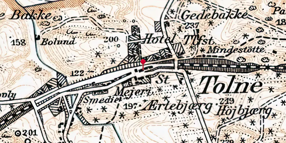 Historisk kort over Tolne Station [1879-1972]