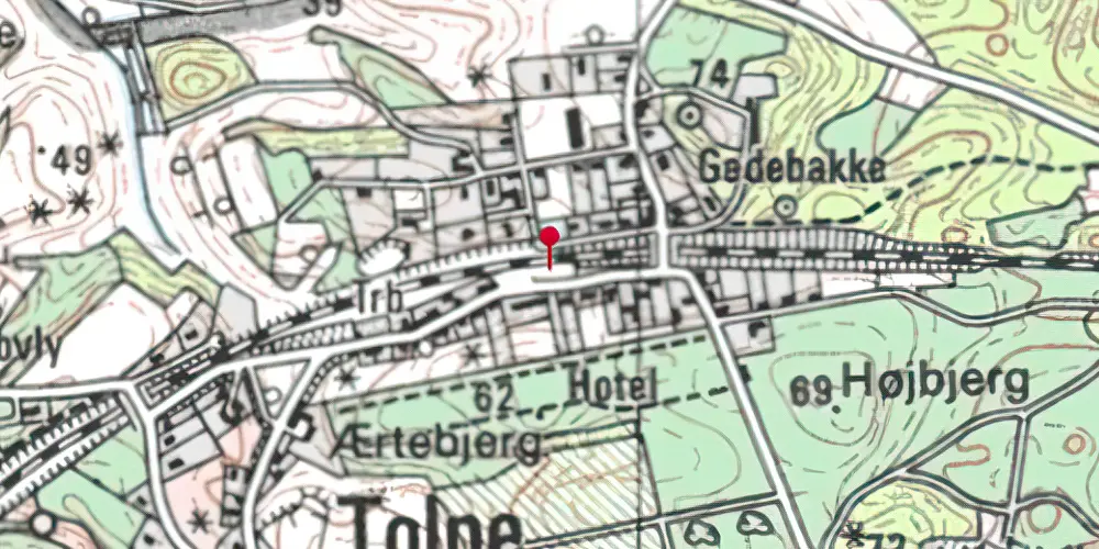 Historisk kort over Tolne Station [1879-1972]