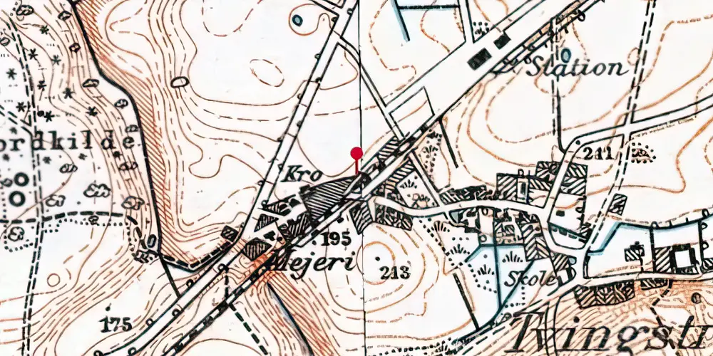 Historisk kort over Tvingstrup Station [1888-1927]