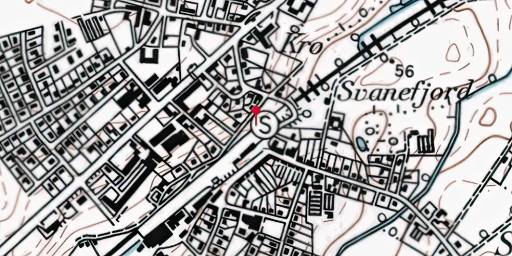 Historisk kort over Hørning Trinbræt med Sidespor [1974-1977]