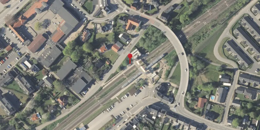 Historisk kort over Hørning Trinbræt med Sidespor [1974-1977]