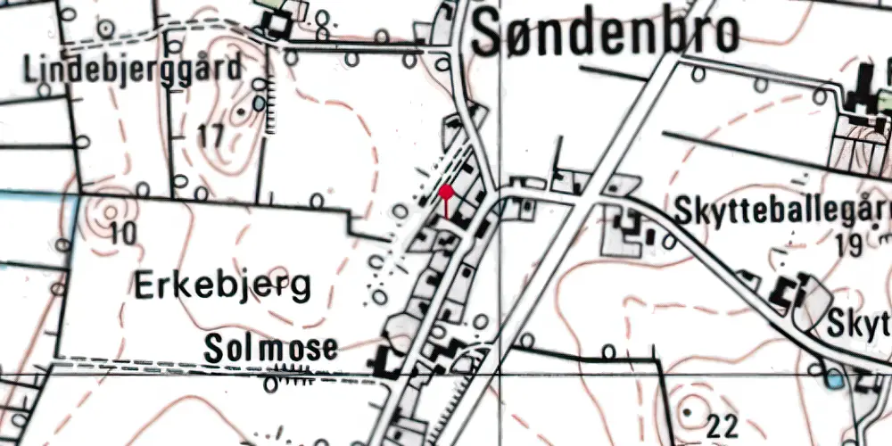 Historisk kort over Søndenbro Station Historisk kort over Søndenbro Station