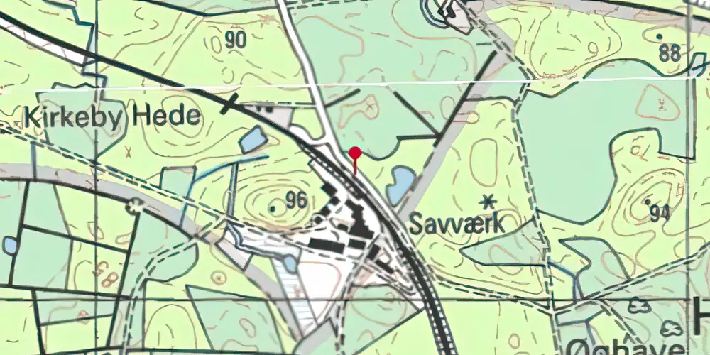 Historisk kort over Kirkeby Station [1881-1907]