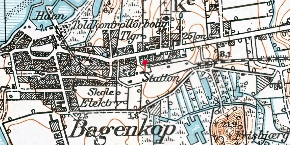 Historisk kort over Bagenkop Station