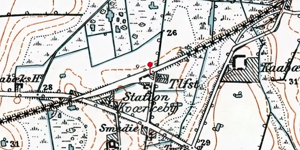 Historisk kort over Kværkeby Station [1900-1945]