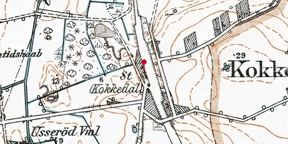 Historisk kort over Kokkedal Station [1906-1944]