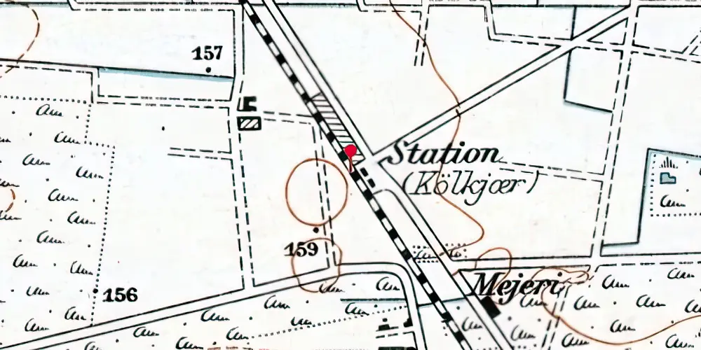 Historisk kort over Kølkær Station [1914-1973]