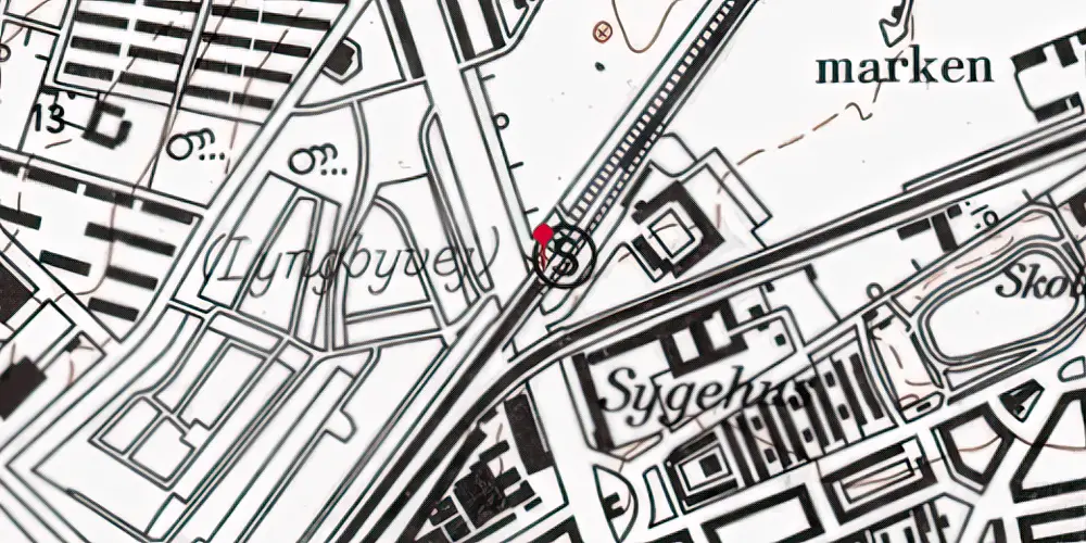Historisk kort over Lyngbyvejen S-togsstation [1934-1972]