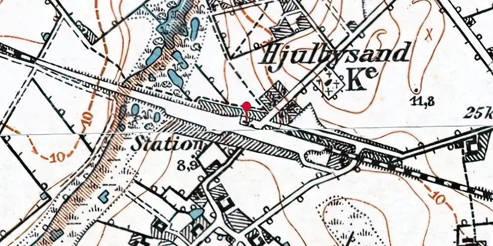 Historisk kort over Hjulby Station Historisk kort over Hjulby Station