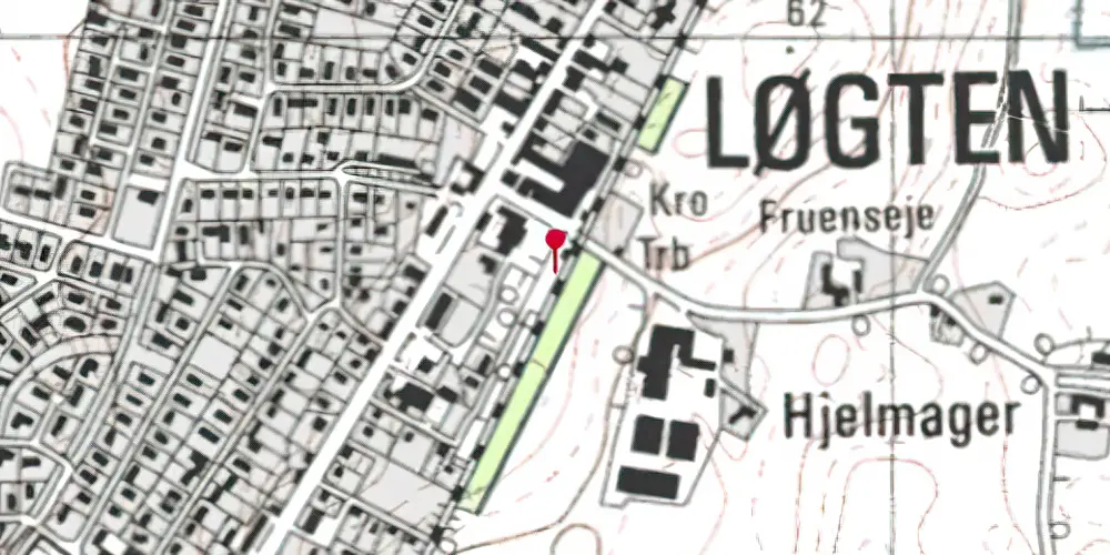 Historisk kort over Løgten Trinbræt med Sidespor [1968-1969]