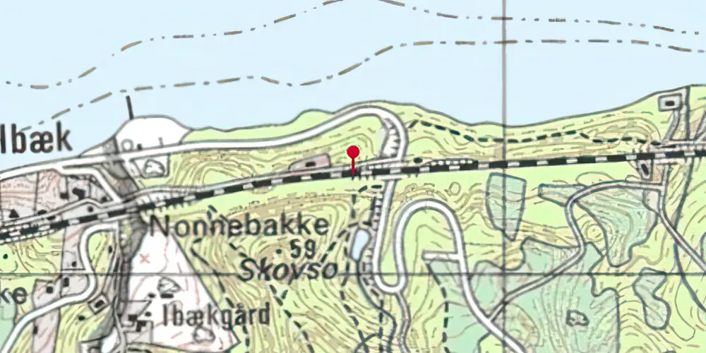 Historisk kort over Munkebjerg Billetsalgssted [1884-1922]