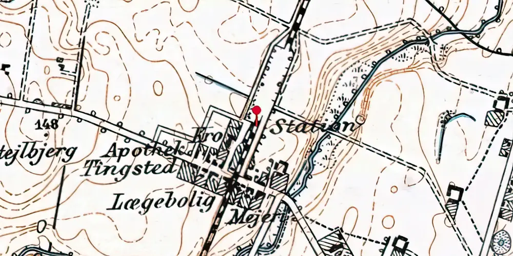 Historisk kort over Hornslet Letbanestation Historisk kort over Hornslet Letbanestation