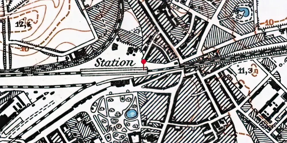 Historisk kort over Odense Banegård Center Historisk kort over Odense Banegård Center