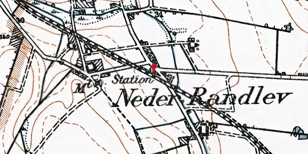 Historisk kort over Neder Randlev Station [1892-1939]