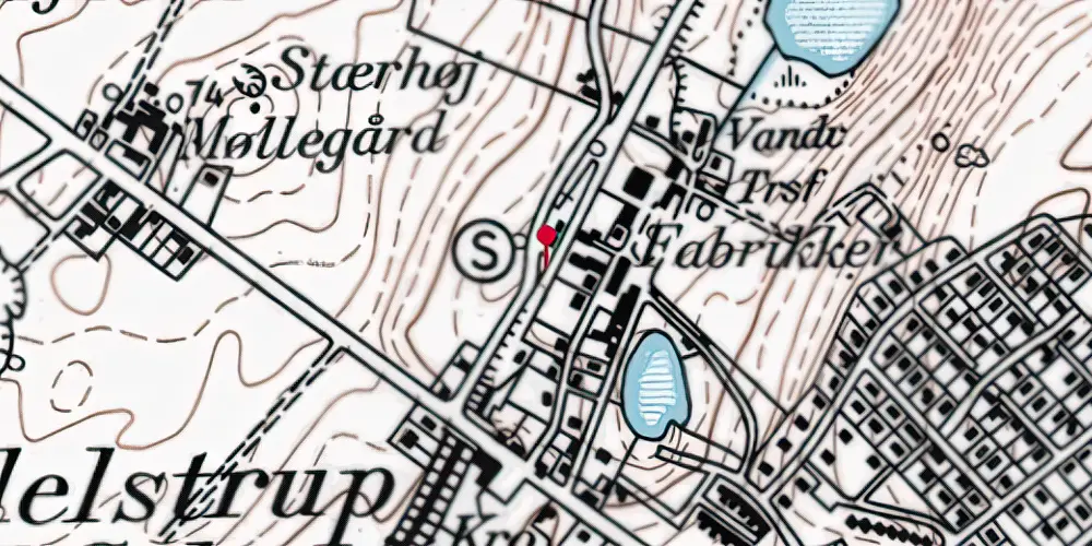 Historisk kort over Mundelstrup Teknisk Station