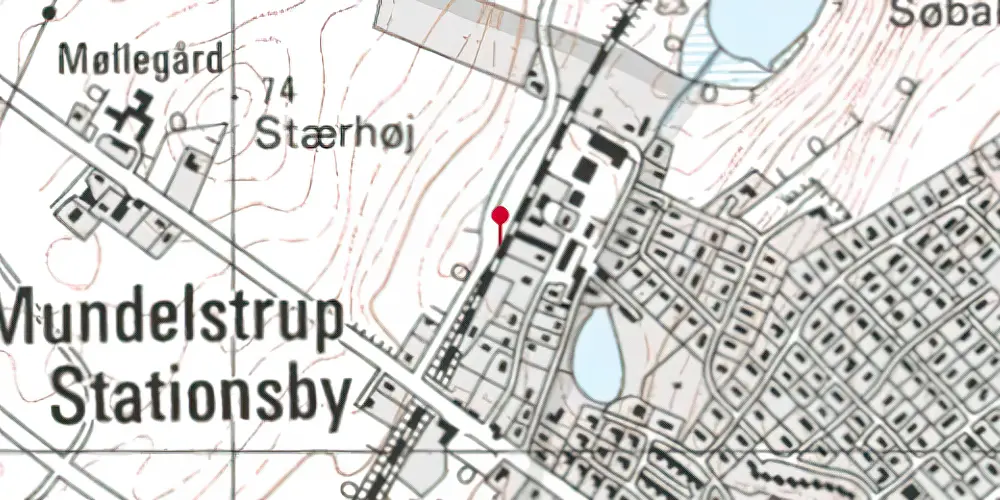 Historisk kort over Mundelstrup Teknisk Station