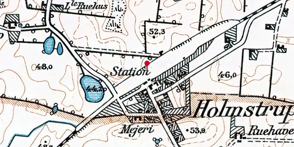 Historisk kort over Holmstrup Station [1890-1973]