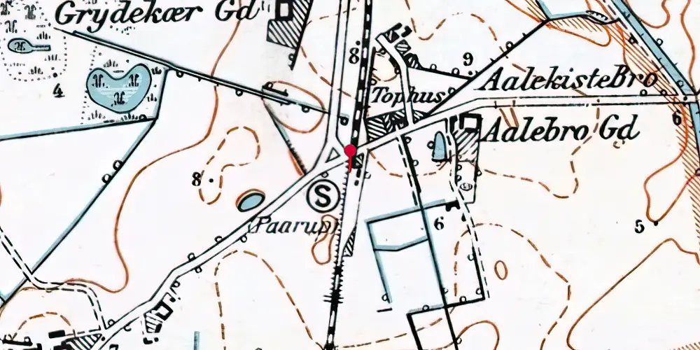 Historisk kort over Pårup Station [1896-1955]