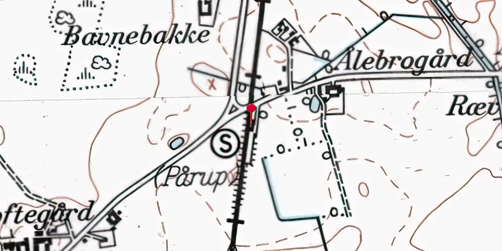 Historisk kort over Pårup Station [1896-1955]