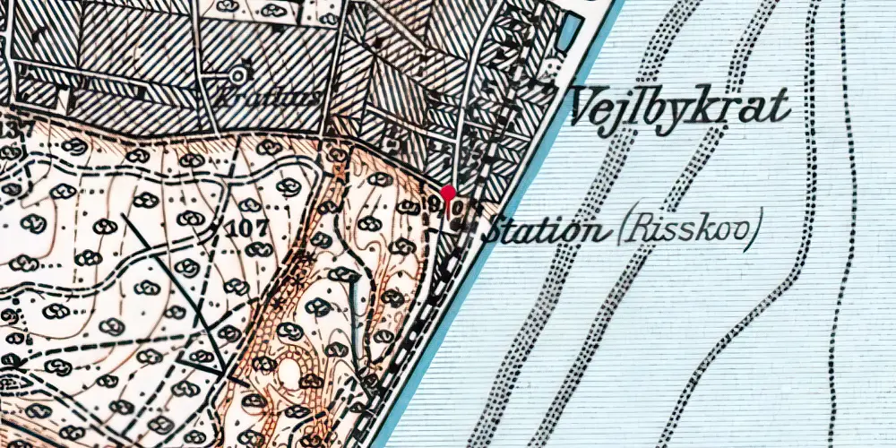 Historisk kort over Risskov Billetsalgssted [1878-1953]