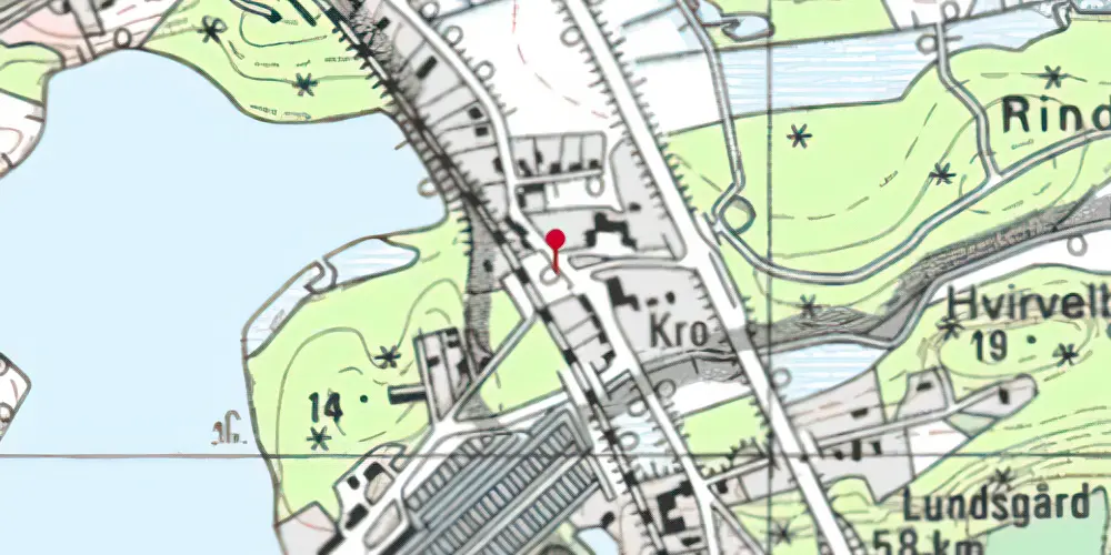 Historisk kort over Rindsholm Teknisk Station