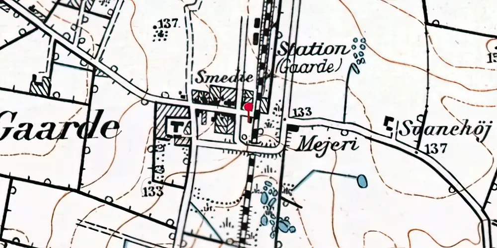 Historisk kort over Gaarde Billetsalgssted [1878-1920]