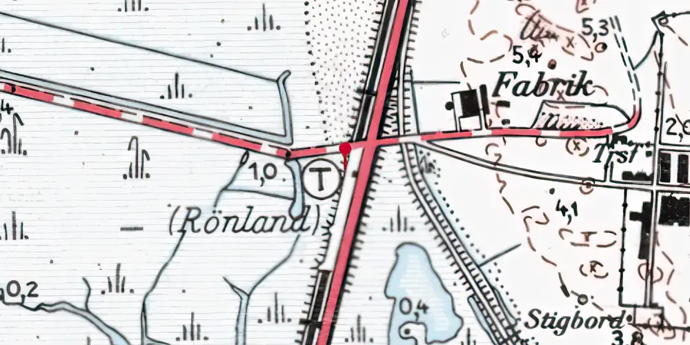 Historisk kort over Rønland Station [1955-1973]