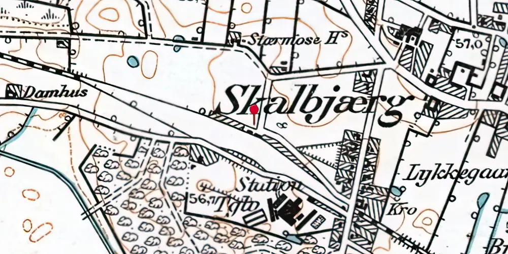 Historisk kort over Skalbjerg Station [1908-1960]