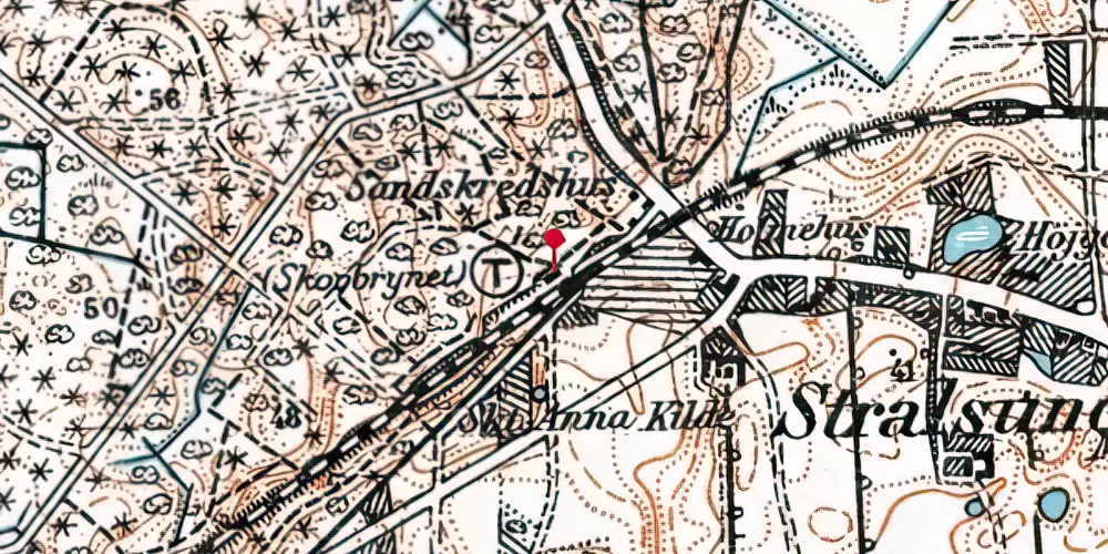 Historisk kort over Skovbrynet Trinbræt [1964-1977]