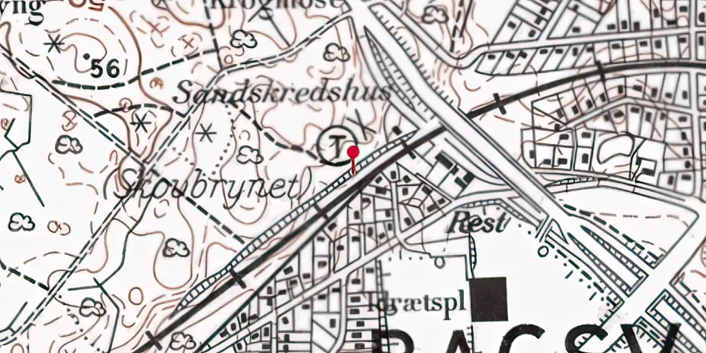Historisk kort over Skovbrynet Trinbræt [1964-1977]