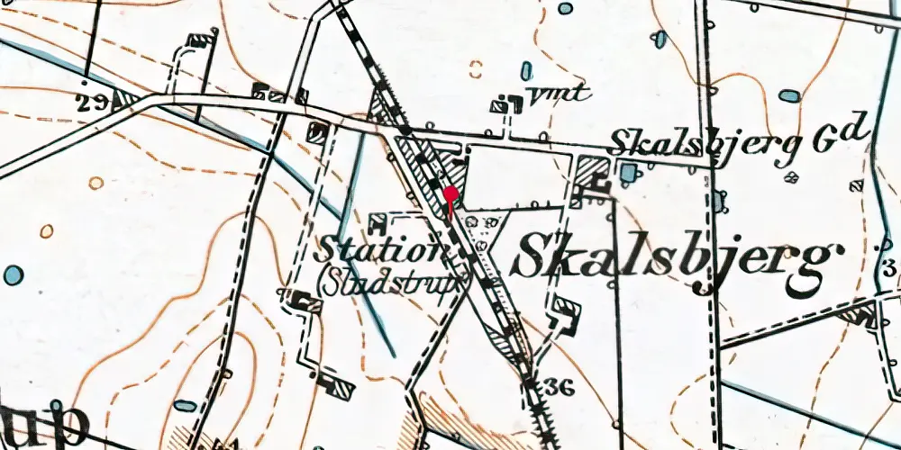 Historisk kort over Sludstrup Trinbræt