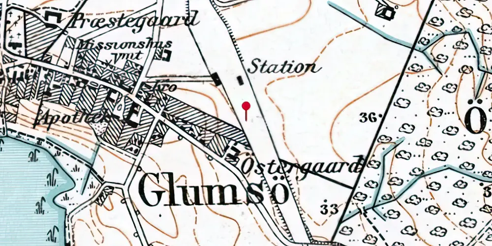Historisk kort over Glumsø Trinbræt