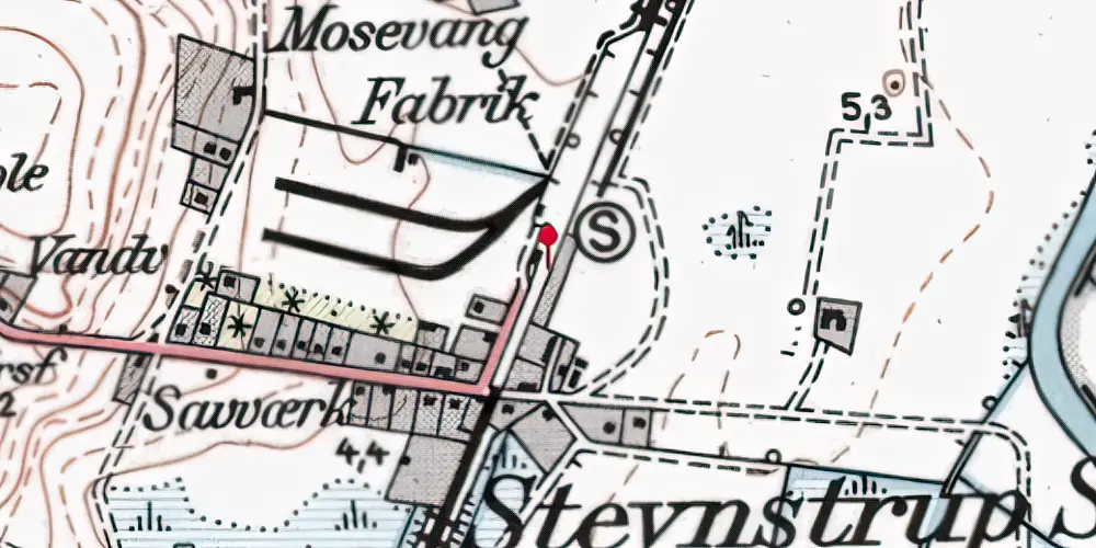 Historisk kort over Stevnstrup Teknisk Station Historisk kort over Stevnstrup Teknisk Station