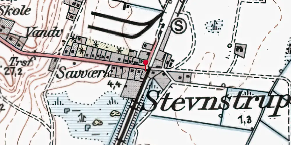 Historisk kort over Stevnstrup Billetsalgssted [1876-1900]