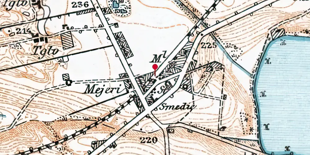 Historisk kort over Stilling Billetsalgssted med Sidespor [1889-1924]