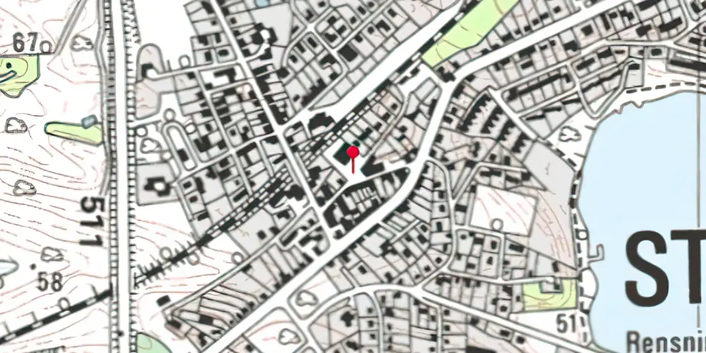 Historisk kort over Stilling Billetsalgssted med Sidespor [1889-1924]