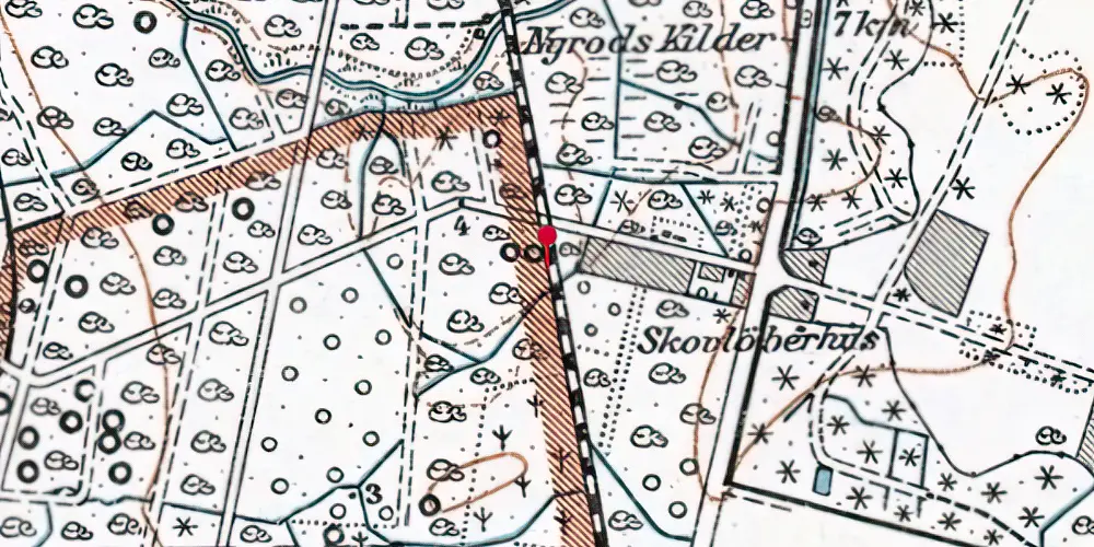 Historisk kort over Merretskov Trinbræt