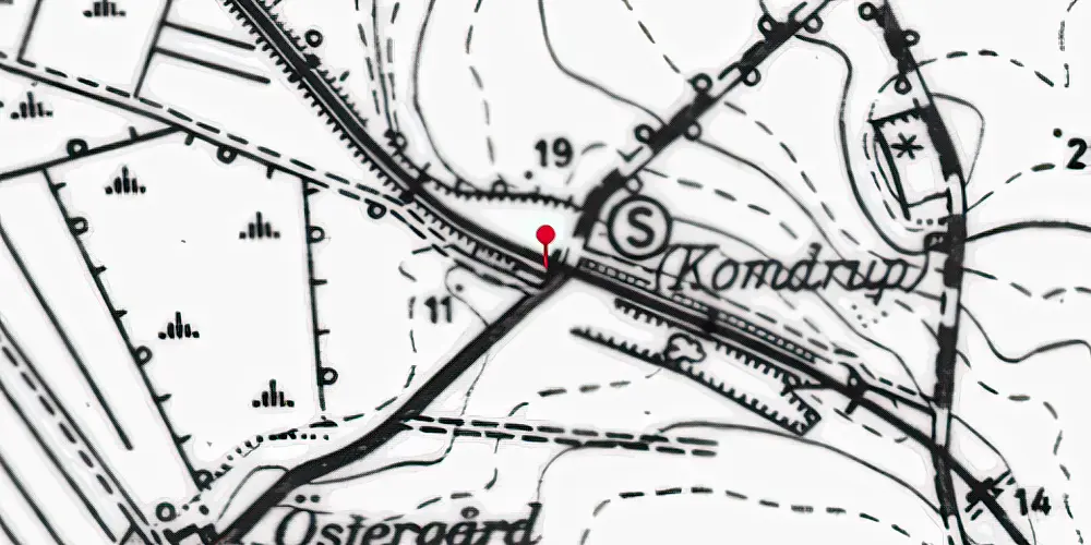 Historisk kort over Komdrup Trinbræt Historisk kort over Komdrup Trinbræt