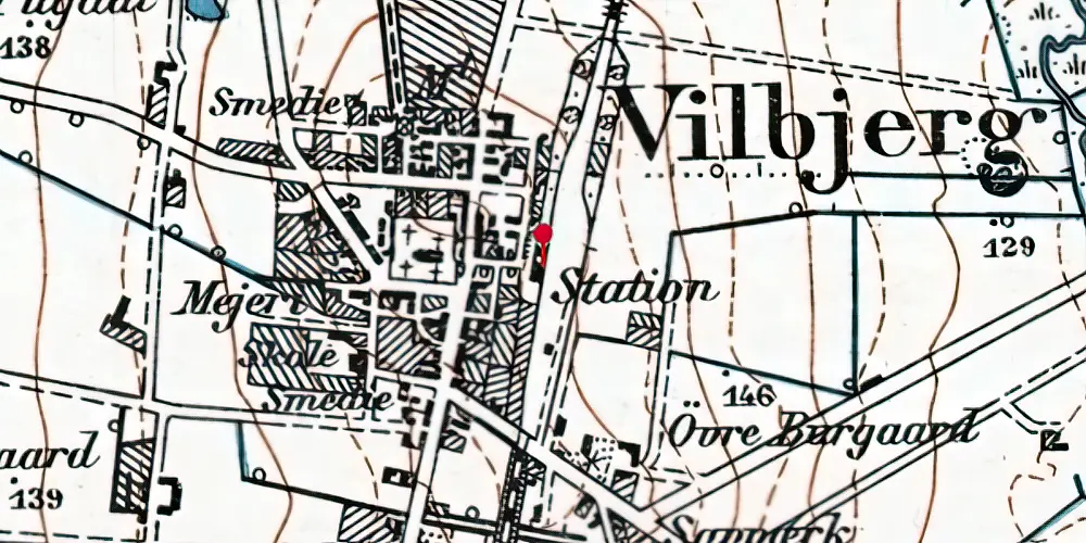Historisk kort over Vildbjerg Station [1904-1972]